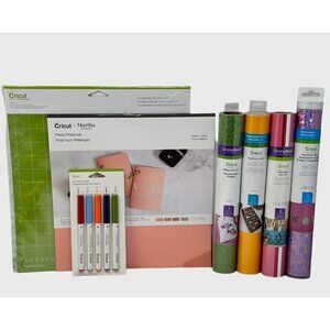 Cricut Vinyl Lot Iron On Removable Permanent Glitter Sampler Mats Pens Gift Set